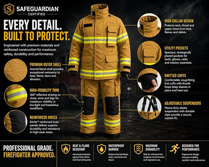 Yellow Firefighter Turnout Gear Jacket & Pants