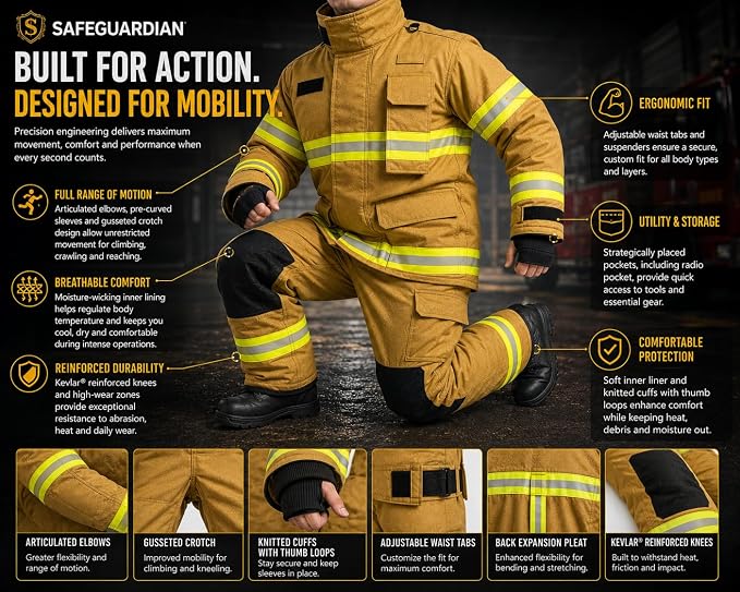 Yellow Firefighter Turnout Gear Jacket & Pants