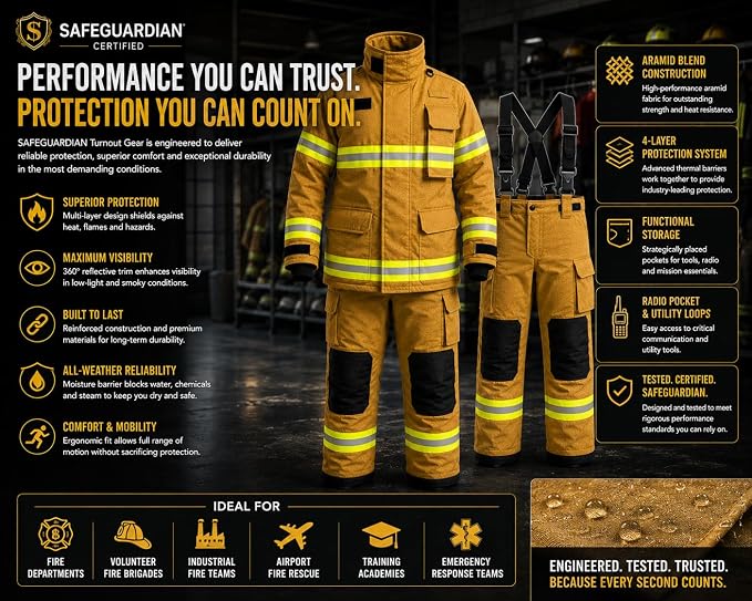 Yellow Firefighter Turnout Gear Jacket & Pants
