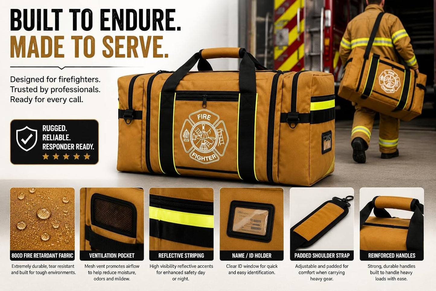 Firefighter Turnout Gear Bag (Khaki)