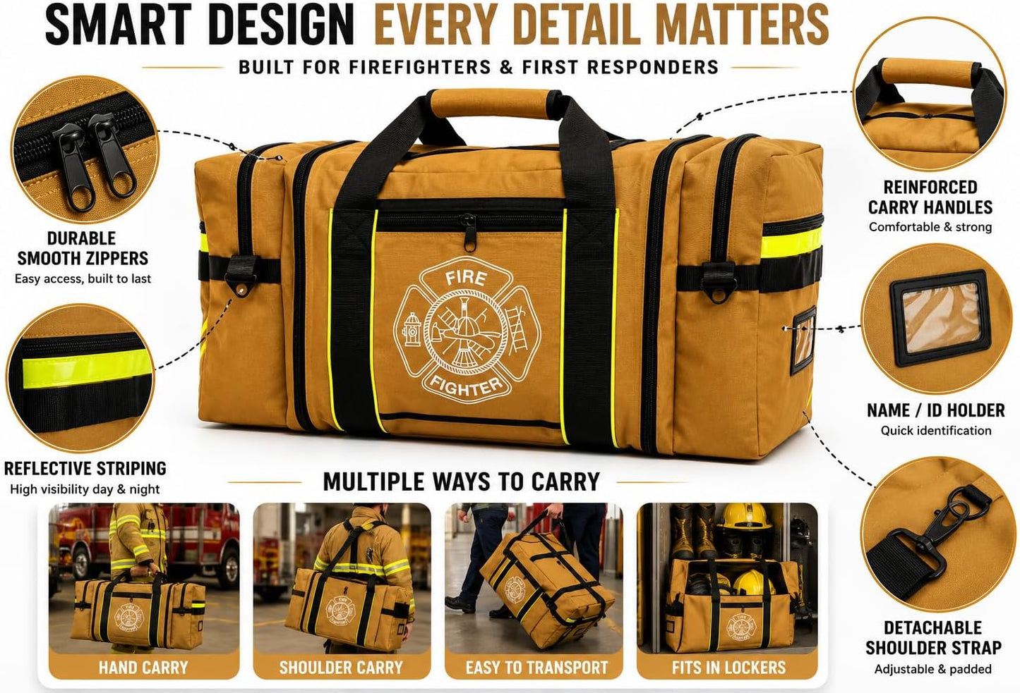 Firefighter Turnout Gear Bag (Khaki)