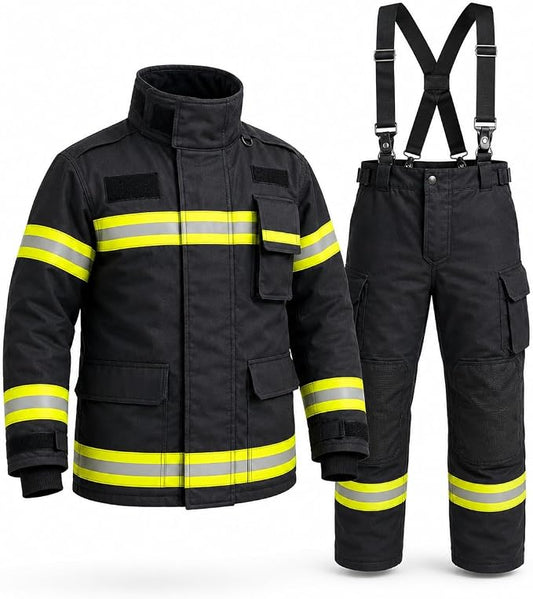 Black Firefighter Turnout Gear Jacket & Pants