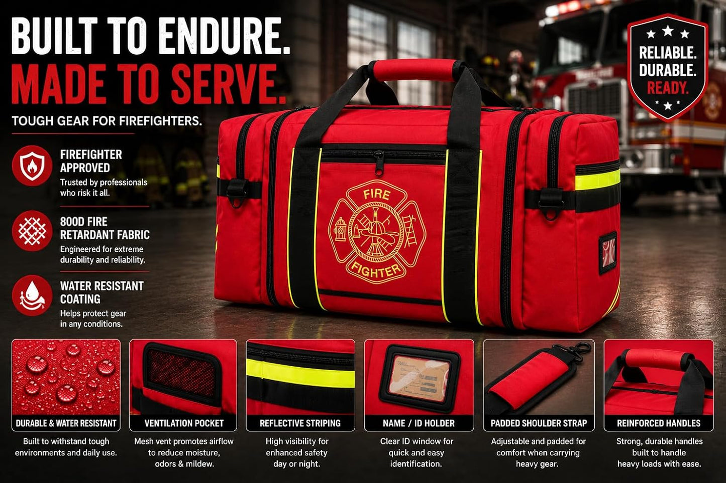 Firefighter Turnout Gear Bag (Red)