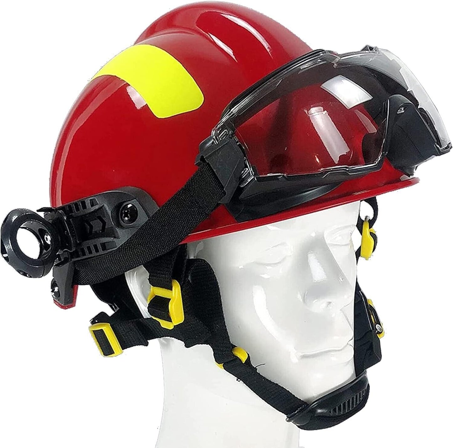 Red Fire Rescue Helmet with Goggles