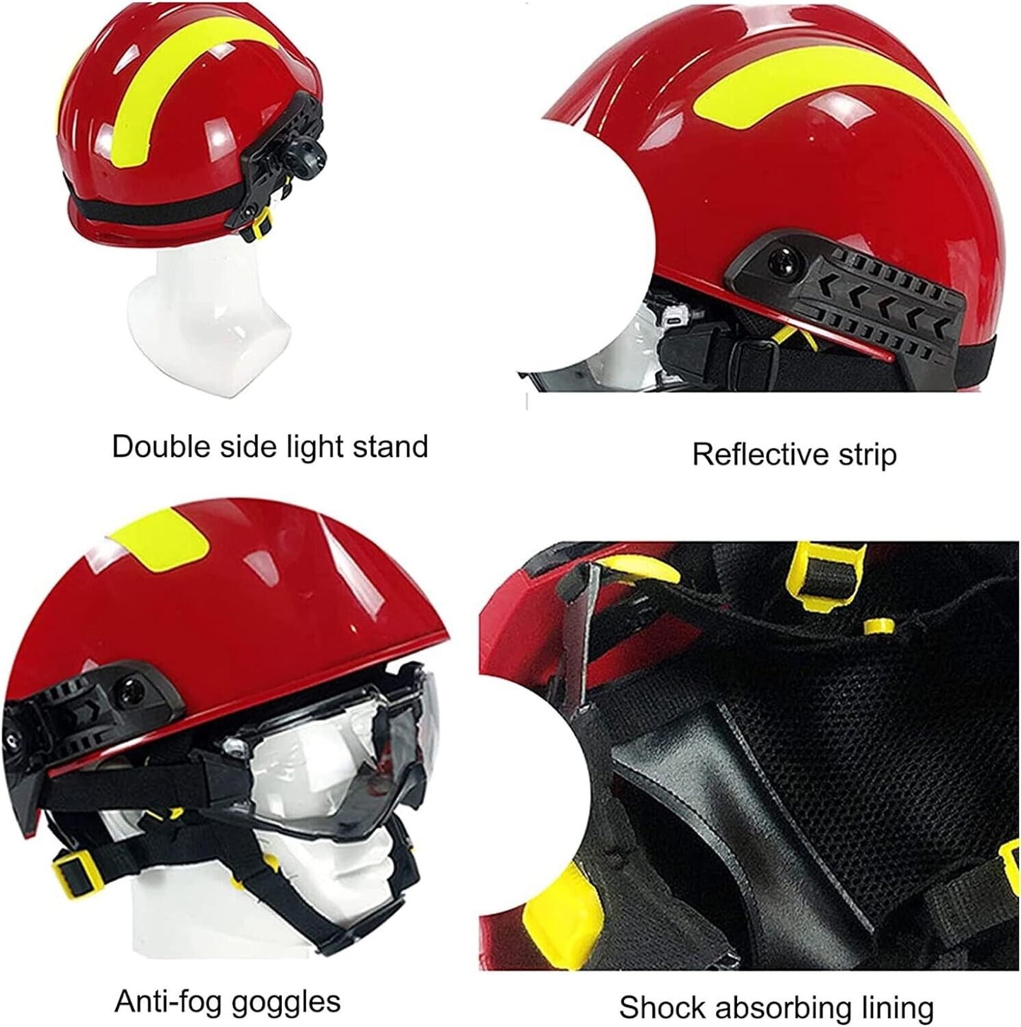 Red Fire Rescue Helmet with Goggles