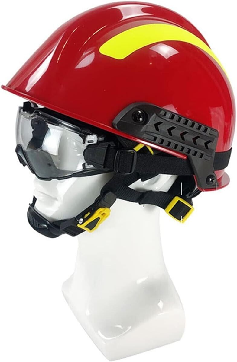 Red Fire Rescue Helmet with Goggles